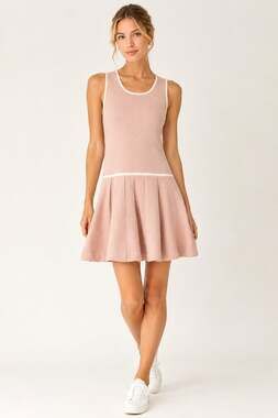 Parker Dusty Rose Knit Drop Waist Midi Dress XS Sleeveless Vintage Coquette Ball